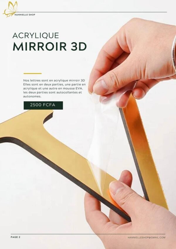 Lettres acryliques 3D 20cm